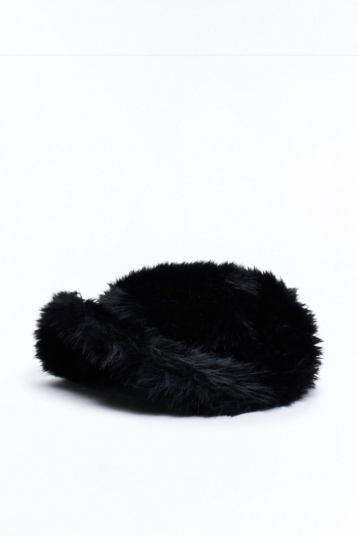 Faux Fur Cowboy Hat - Black