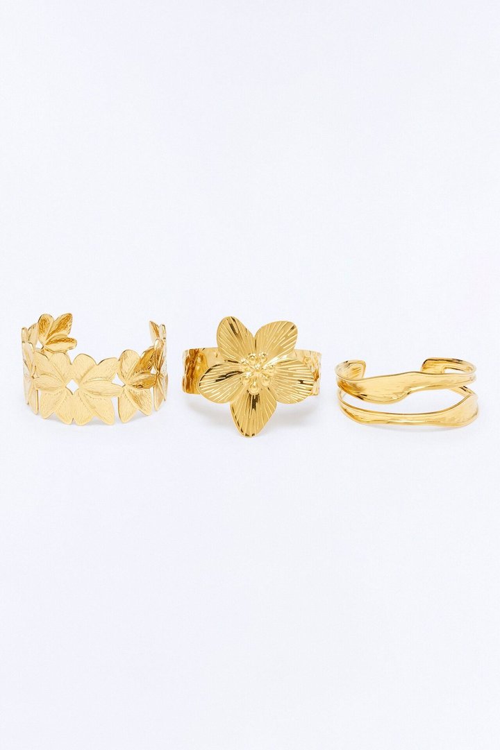 Beach Bloom 3 Piece Bracelet Set - Gold