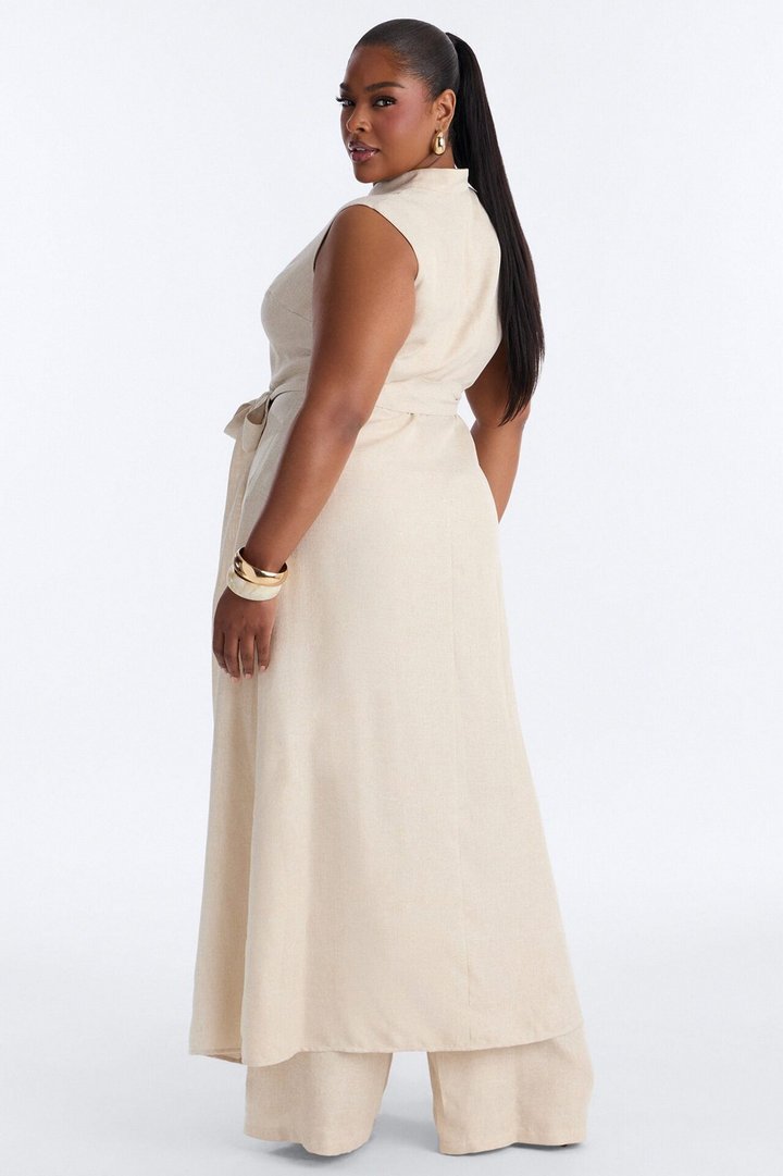 Marissa Vest Linen Pant Set - Cream