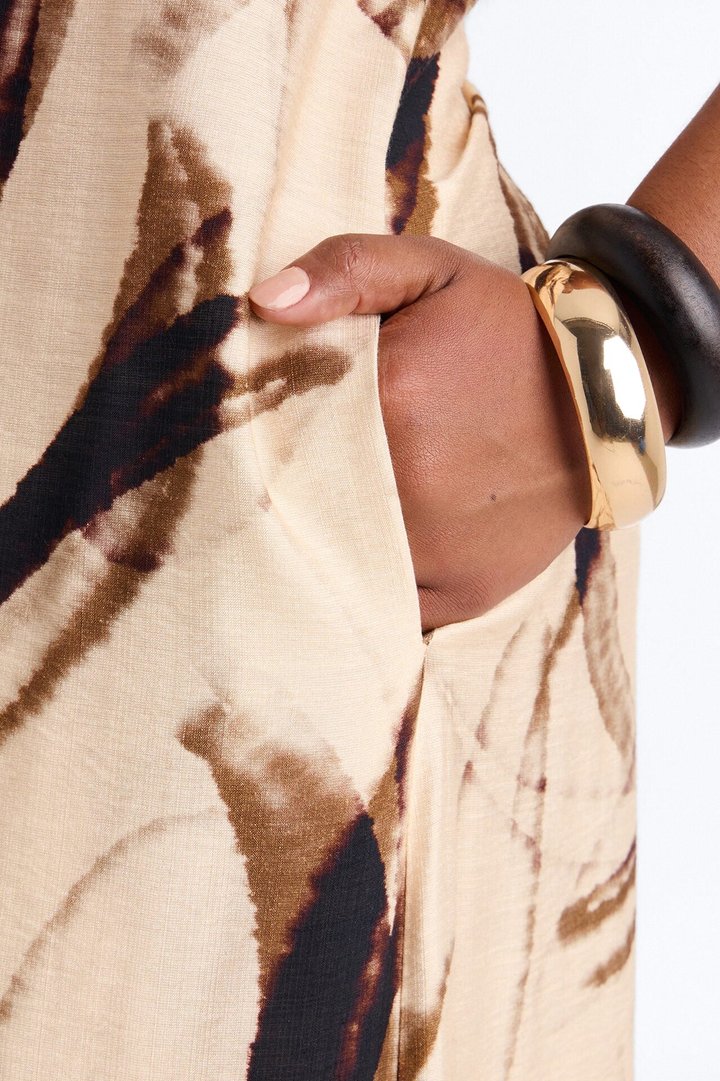 Tropics Time Linen Wide Leg Jumpsuit - Tan