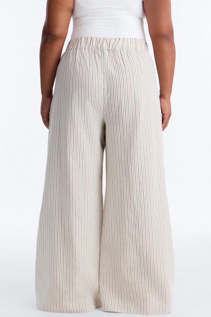 Ella Striped Linen Pant - Natural