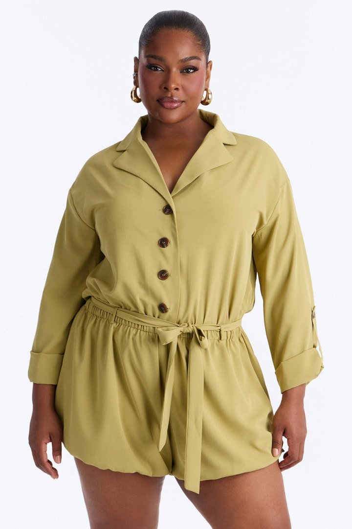 SAFARI Dream Tie Waist Romper - Olive