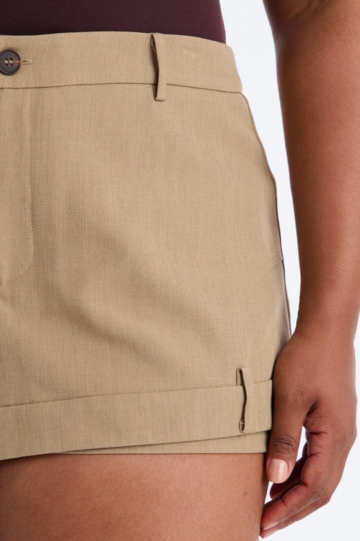 Take Notes Crepe Peekaboo Skort - Khaki