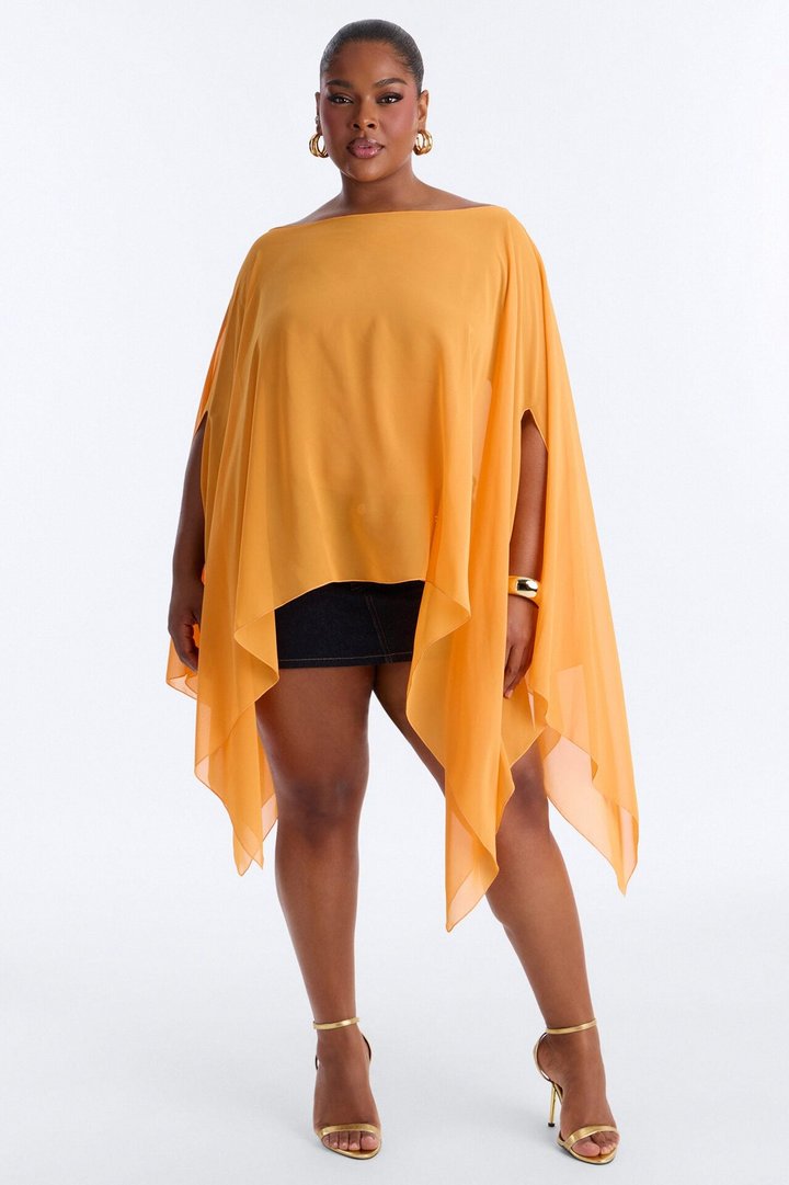 Get In Line Long Chiffon Kimono Top - Orange