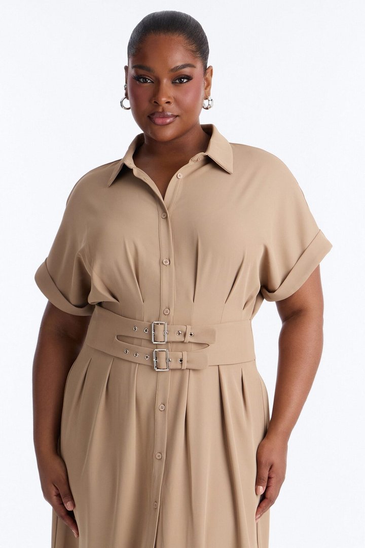 Bridgit Belted Maxi Dress - Taupe