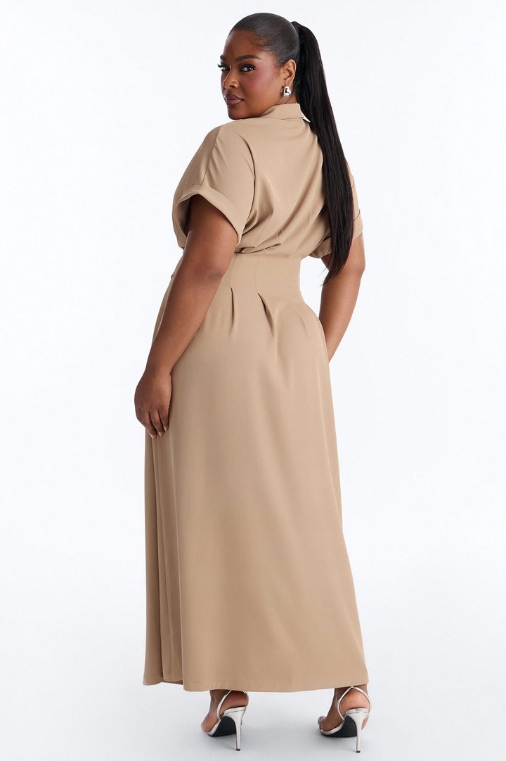 Bridgit Belted Maxi Dress - Taupe