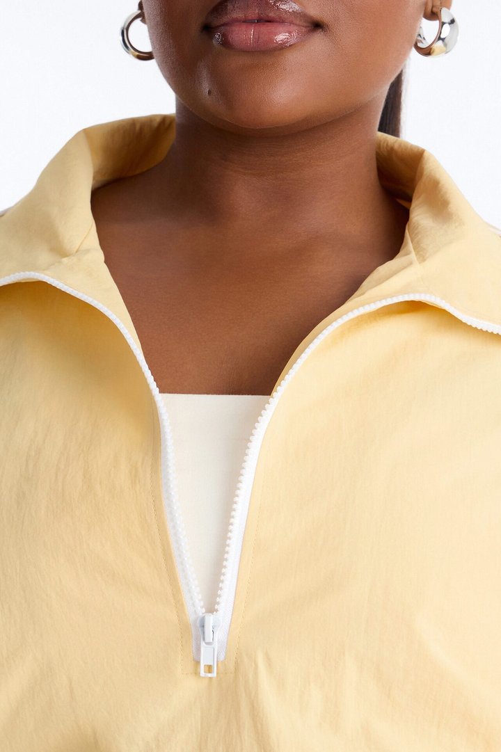 Victory Lap Windbreaker Funnel Neck Half Zip Jacket - Yellow
