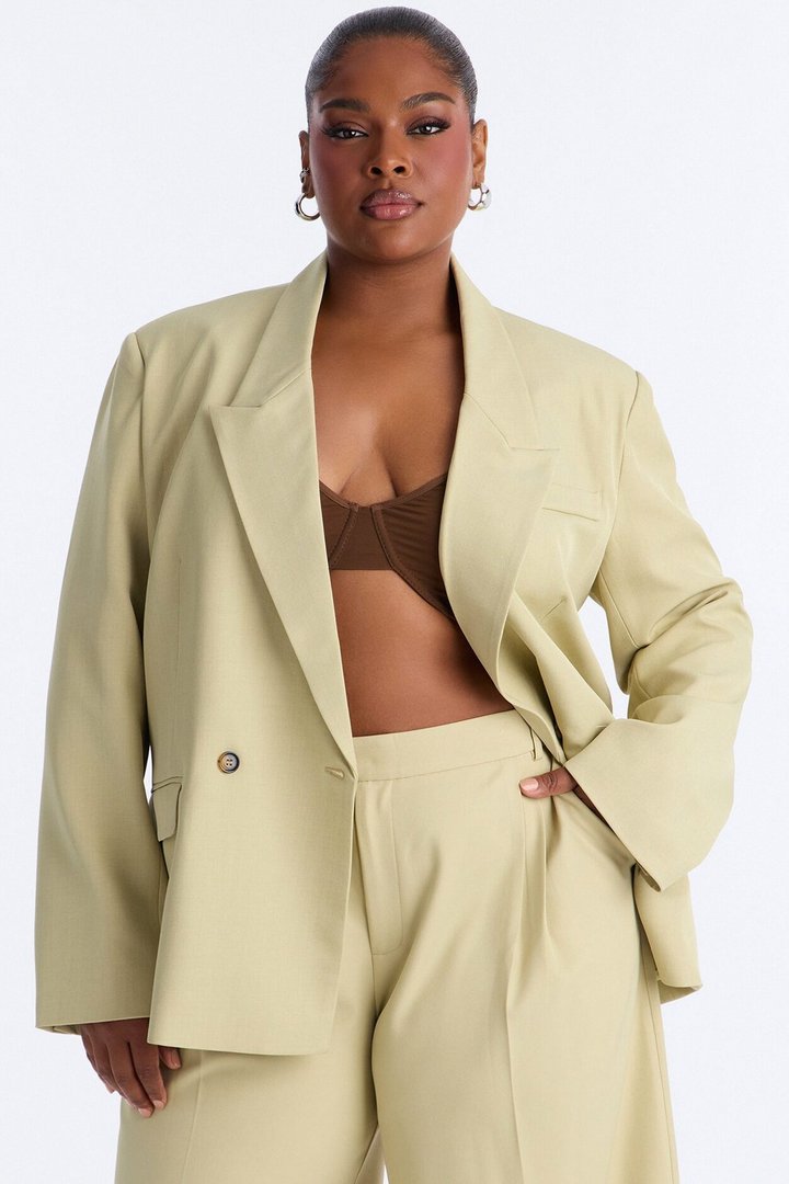Indy Double Breasted Oversized Blazer - Sage