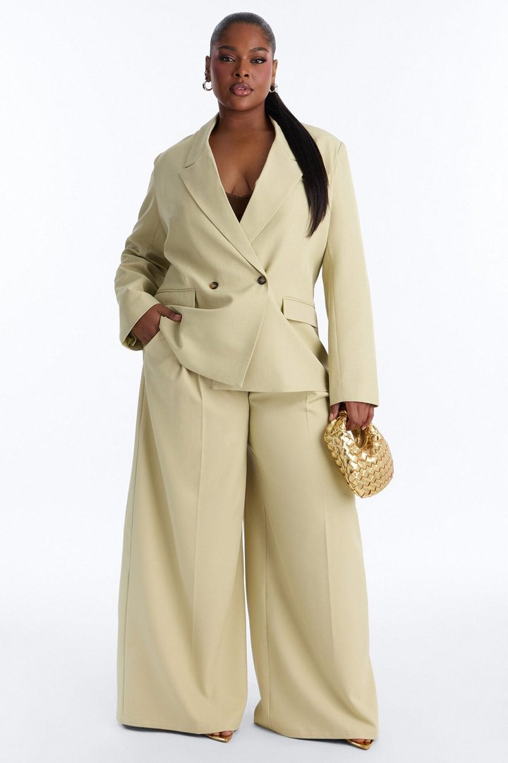 Indy High Rise Wide Leg Trouser Pant - Sage
