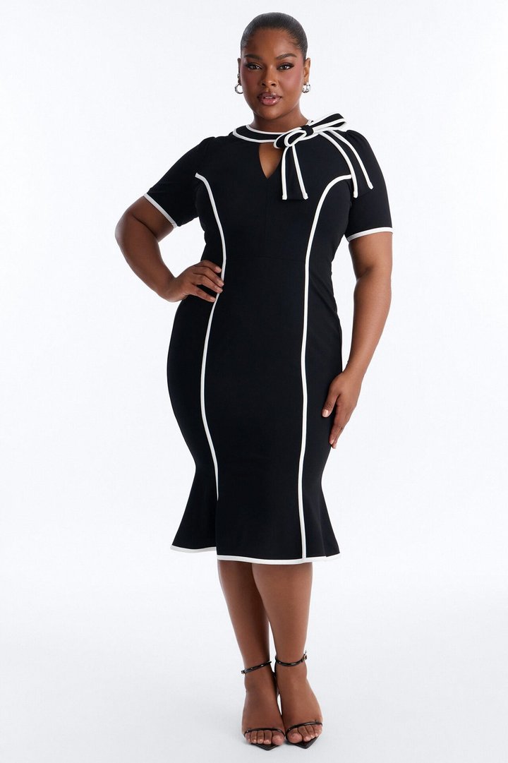 First Class Only Midi Dress - Black/White