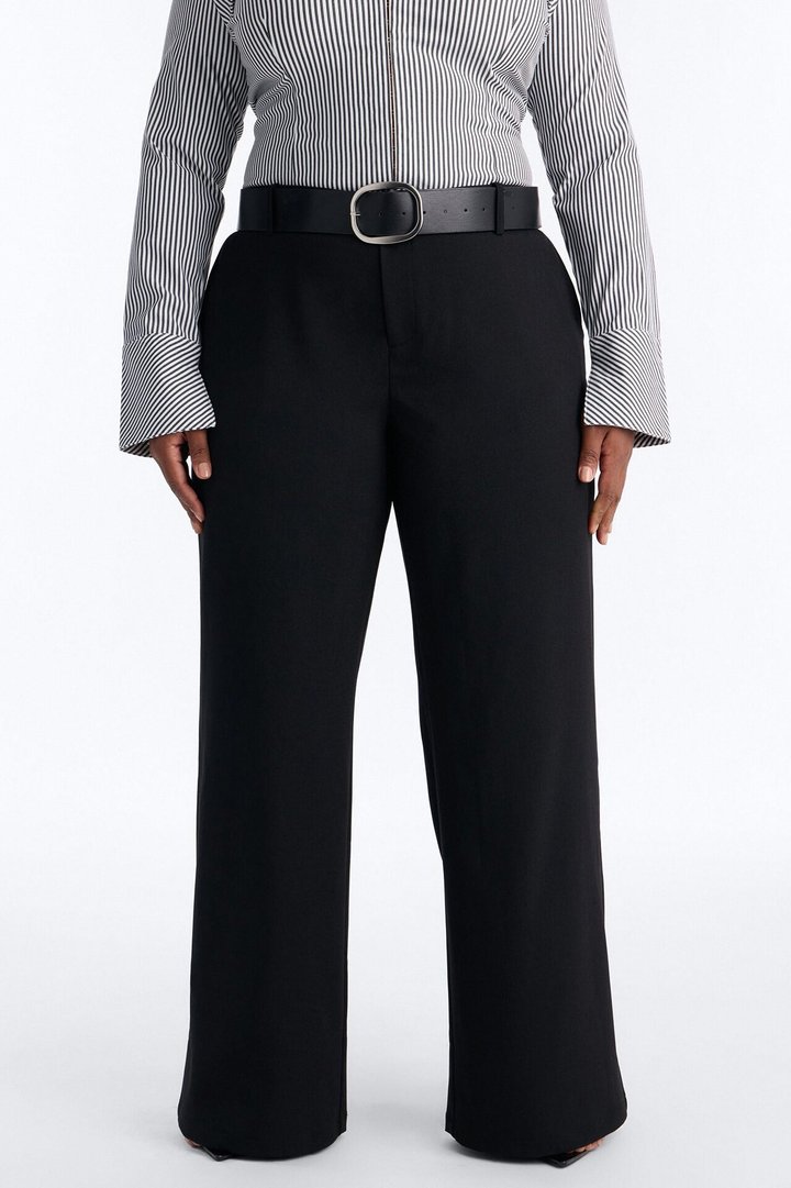 Angelina Low Rise Belted Straight Leg Trouser - Black
