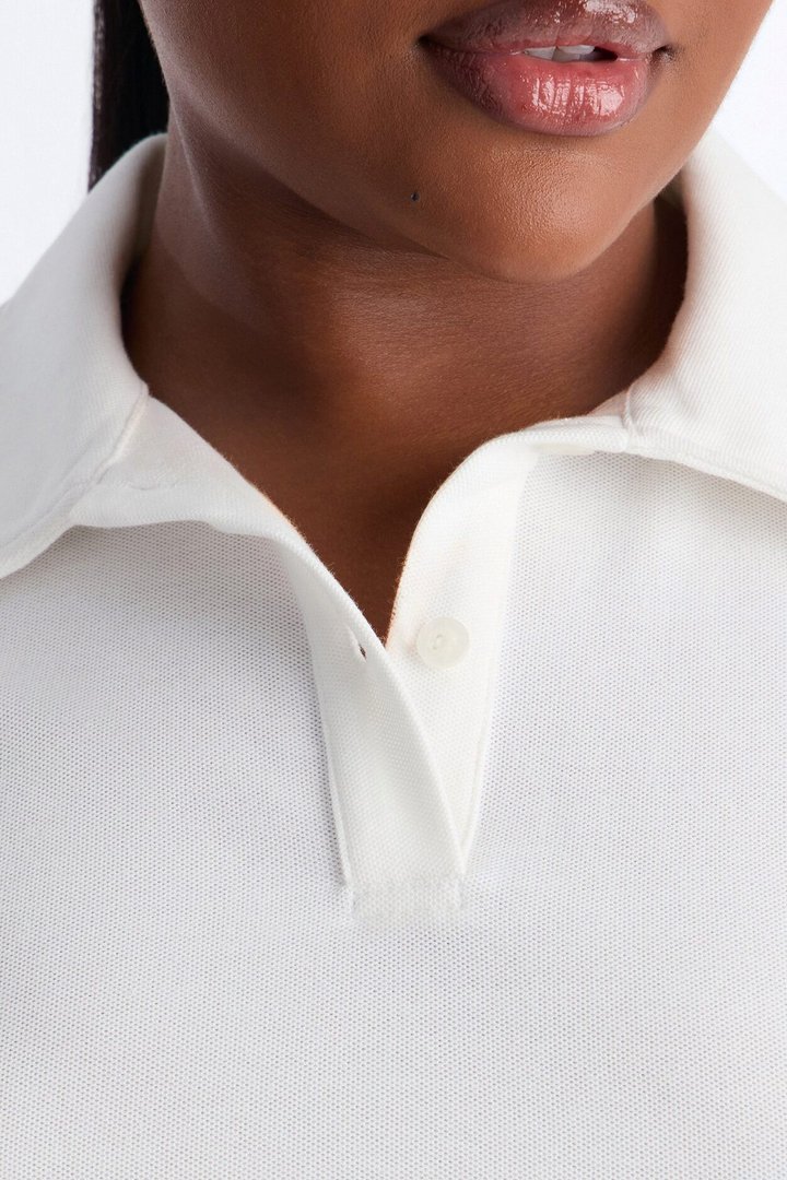 Street Serve Cinched Short Sleeve Polo Top - White