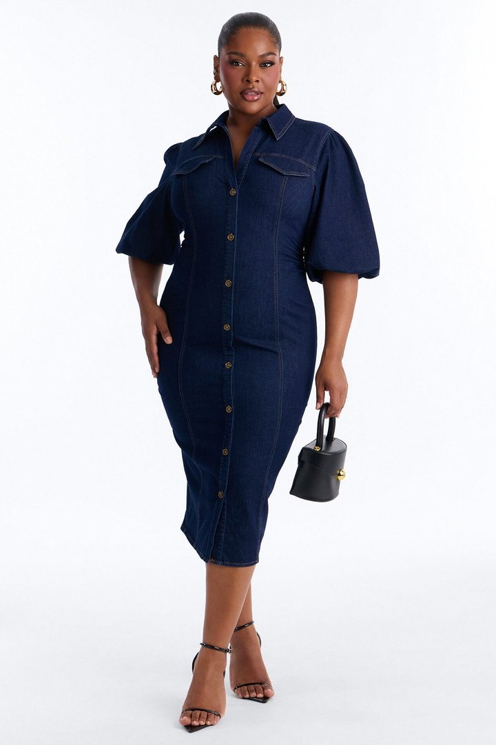 Haven Denim Midi Dress - Dark Wash