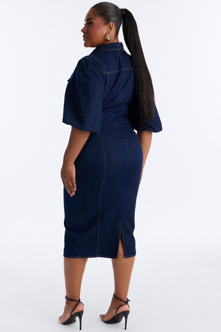 Haven Denim Midi Dress - Dark Wash