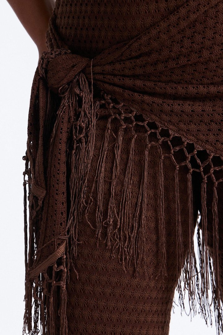 Mariah Jumpsuit And Tie Waist Scarf Set - Chocolate