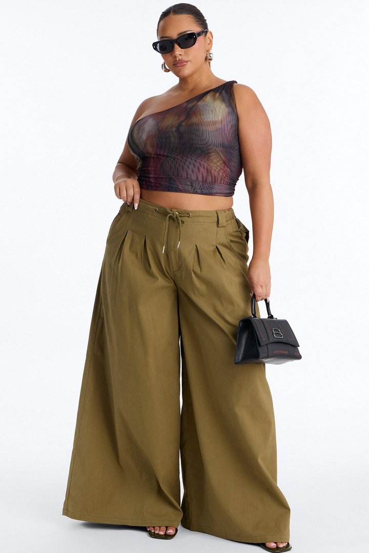 Mira High Rise Cargo Wide Leg Pant - Olive