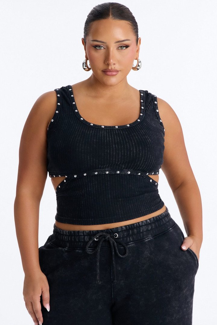More Than A Studded Fleece Pant Set - Black
