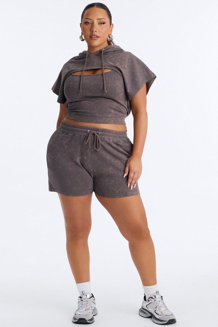 Braelyn Bolero 3 Piece Short Set - Brown