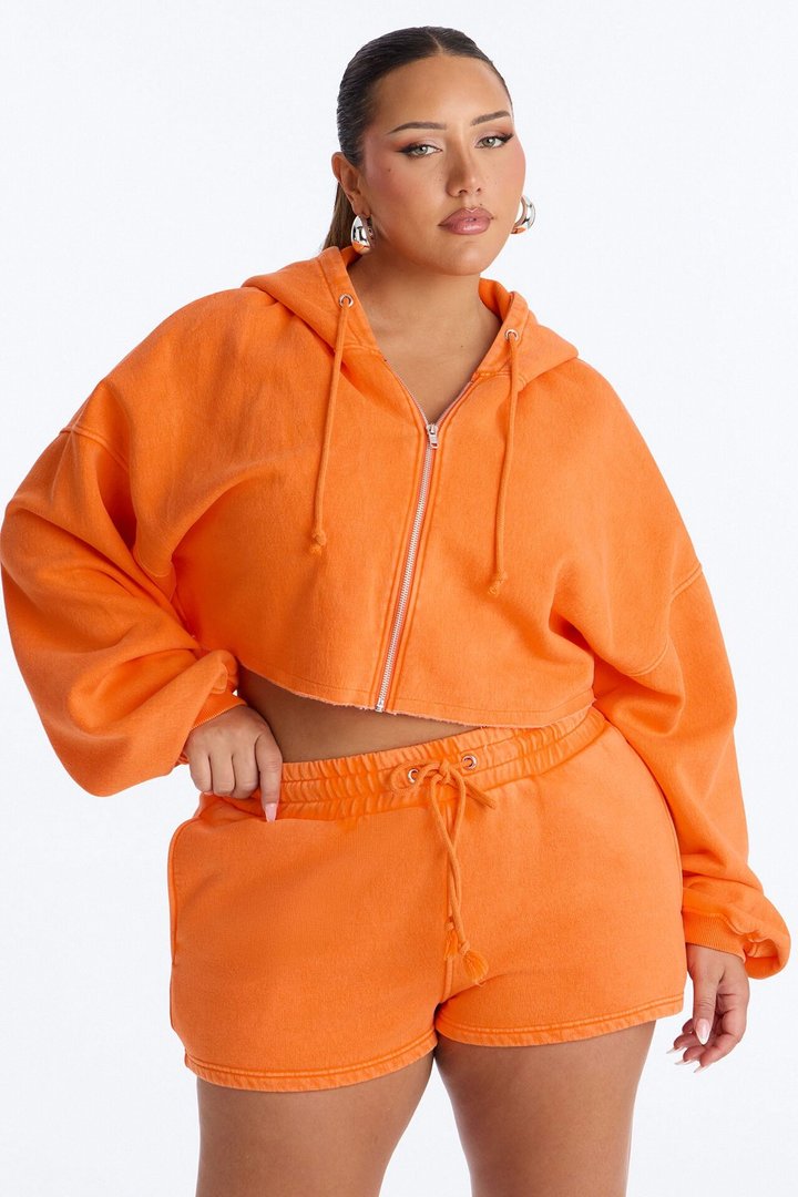 On The Go Washed Short Set - Orange