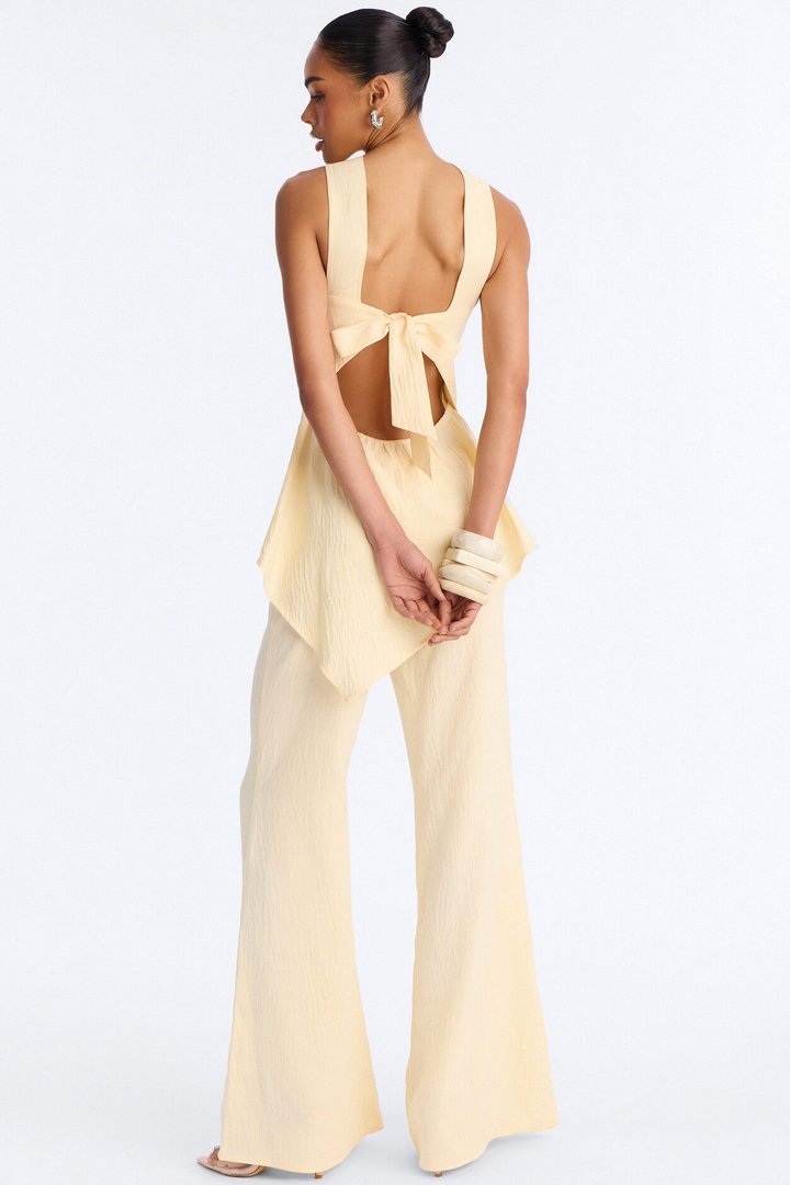 Ayla Asymmetrical Pant Set - Butter Yellow