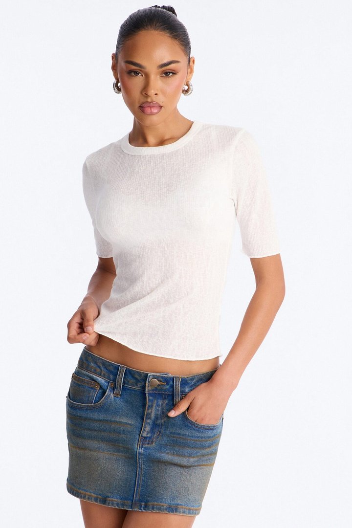 Bring You Back Ribbed Baby Tee - Off White