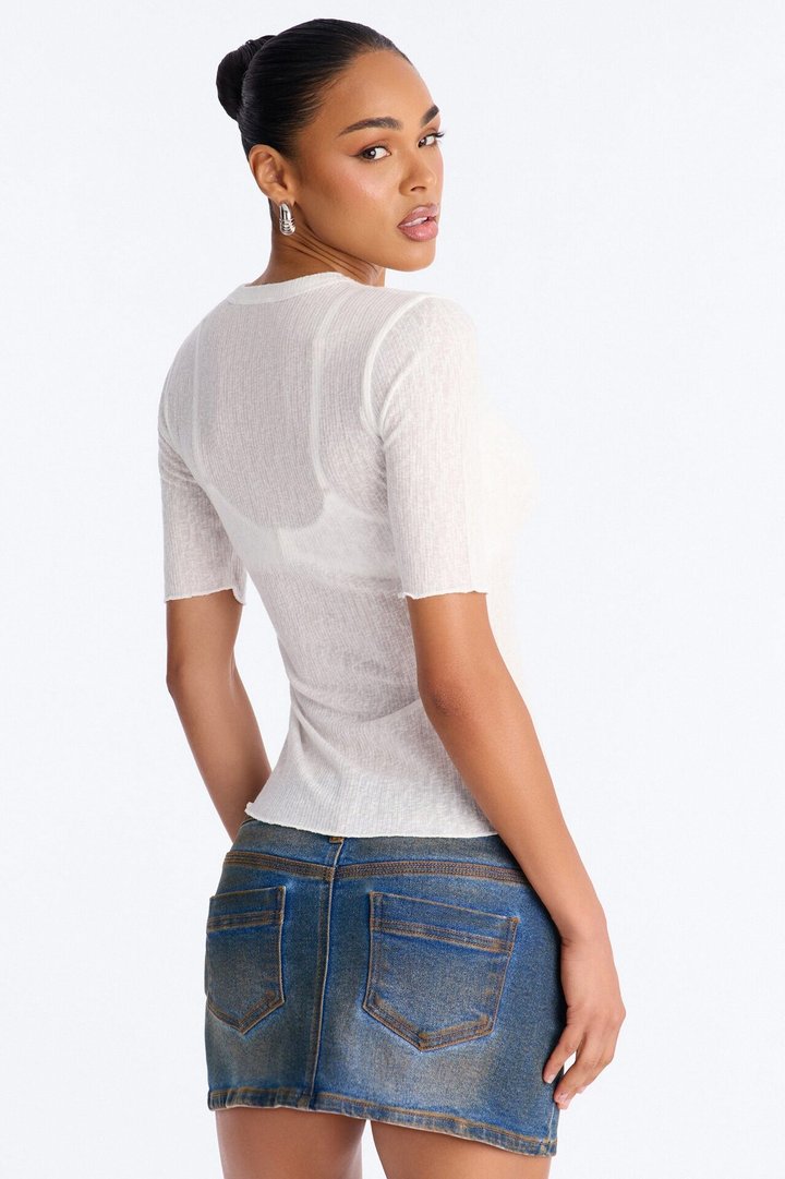 Bring You Back Ribbed Baby Tee - Off White