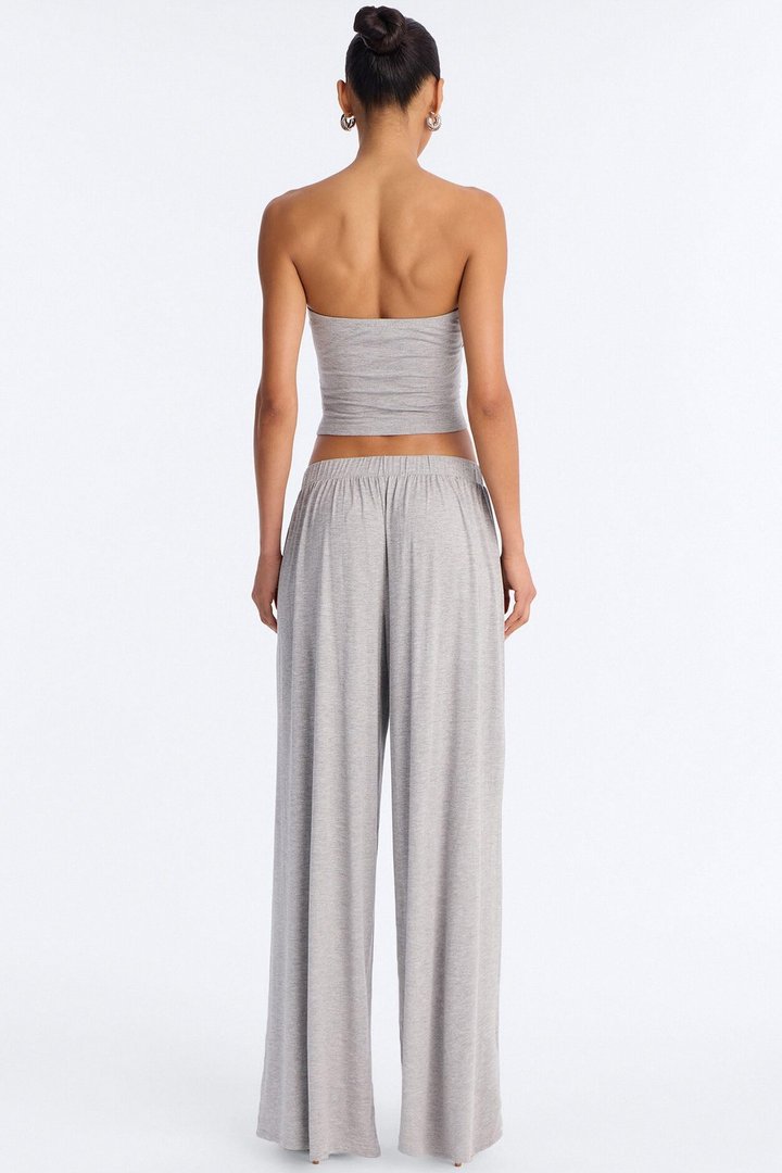 Gigi Tie Front Pant Set - Heather Grey