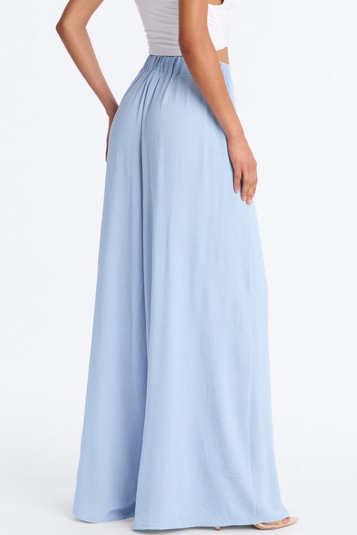 Amiah High Rise Wide Leg Flowy Pant 33″ - Light Blue