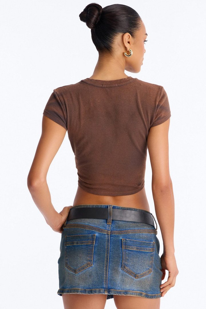 Cowgirl Shit All Day Washed Baby Tee - Brown