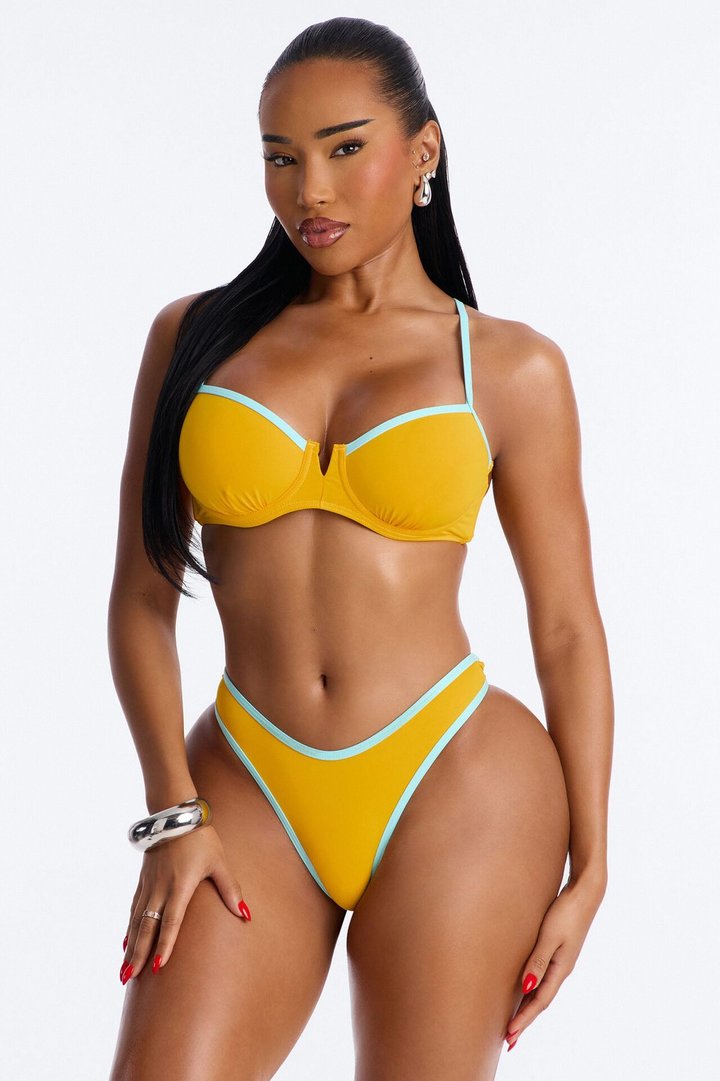 Summer Mornings 2 Piece Underwire Bikini Set - Mustard/combo