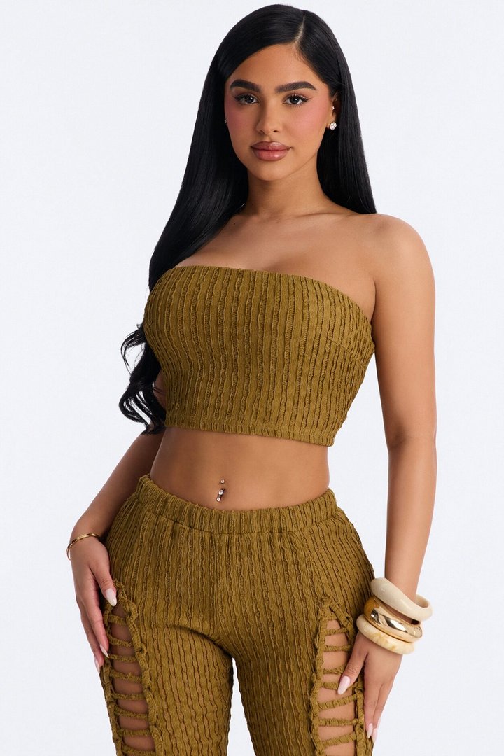 Logan Lace Up Pant Set - Moss
