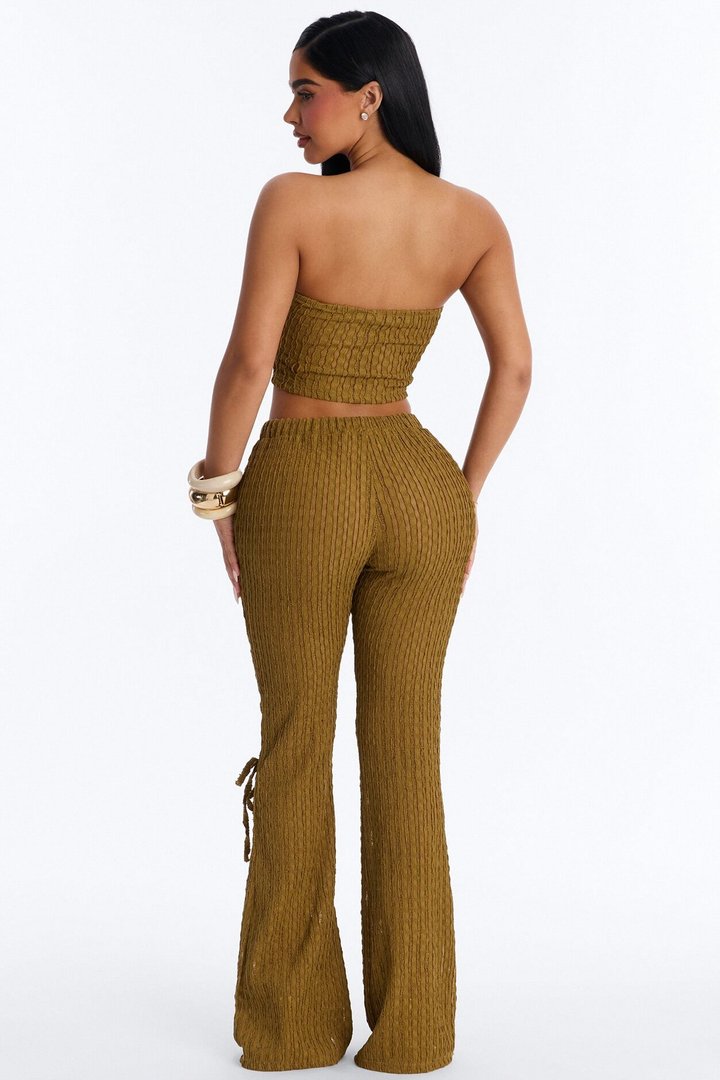Logan Lace Up Pant Set - Moss