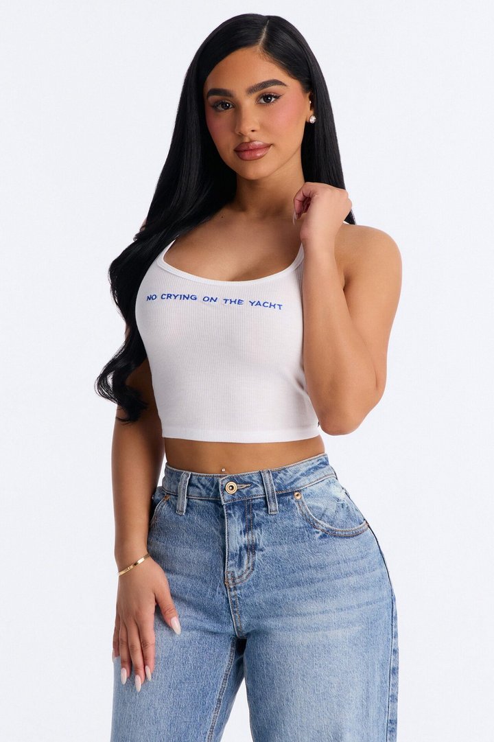 No Crying On The Yacht Tank - White