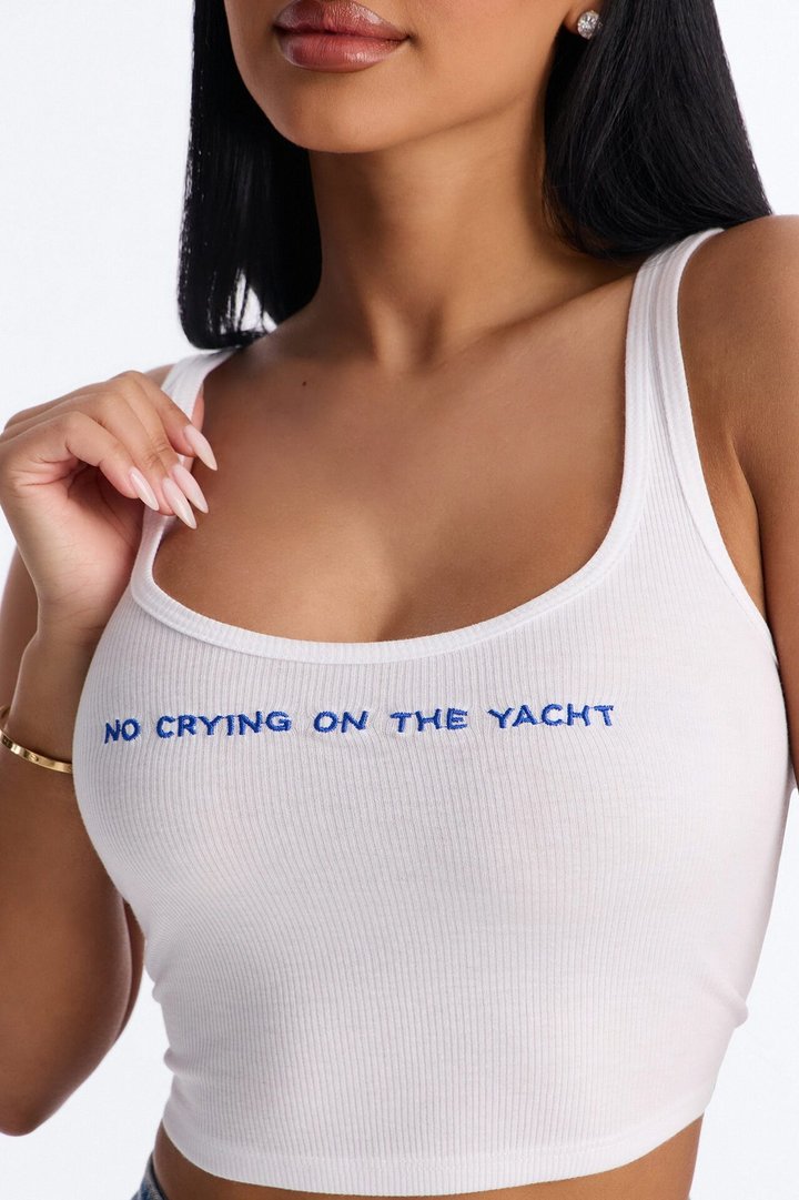 No Crying On The Yacht Tank - White