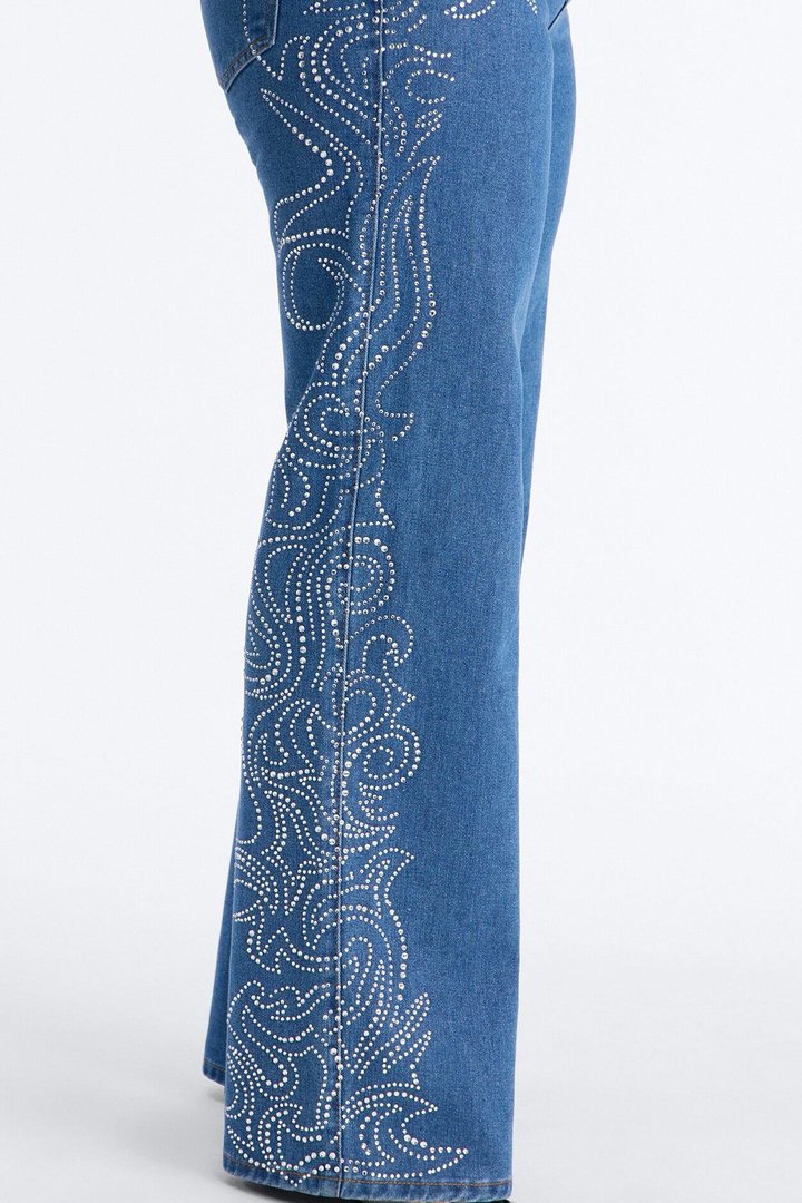 Out West Embellished Straight Leg Jeans - Dark Wash