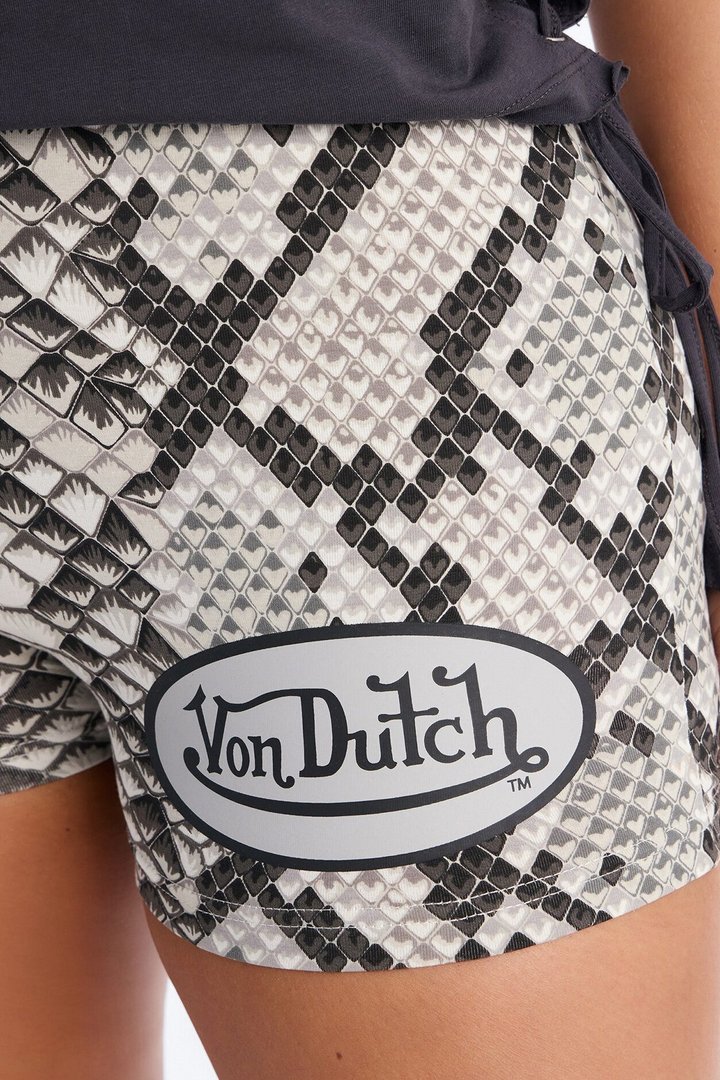 Von Dutch Rocker Snake Print Hot Short - Black/combo