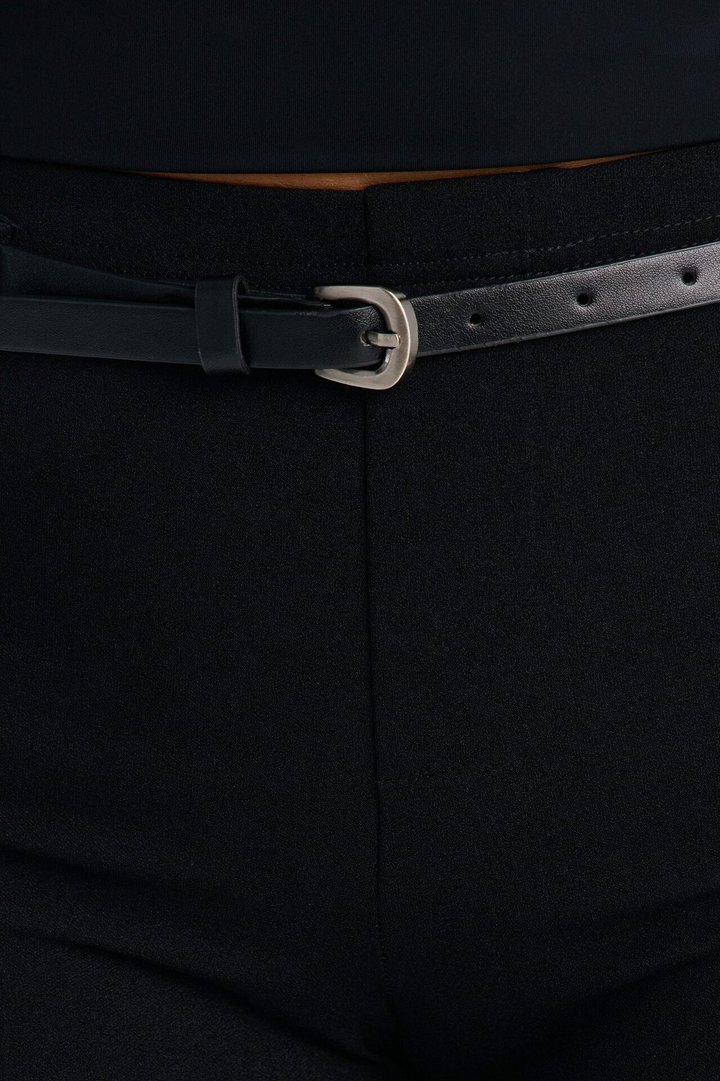 Mila Belted Split Hem Capri - Black