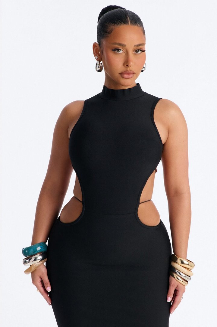 Madison Strappy Bandage Maxi Dress - Black