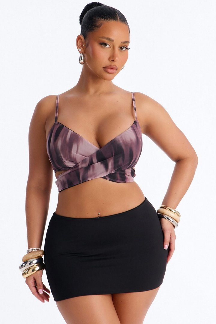 Wanderlust Mesh Tie Cropped Tank Top - Purple/combo