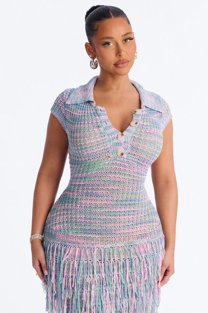 Catalina Marled Crochet Maxi Dress - Sage/combo
