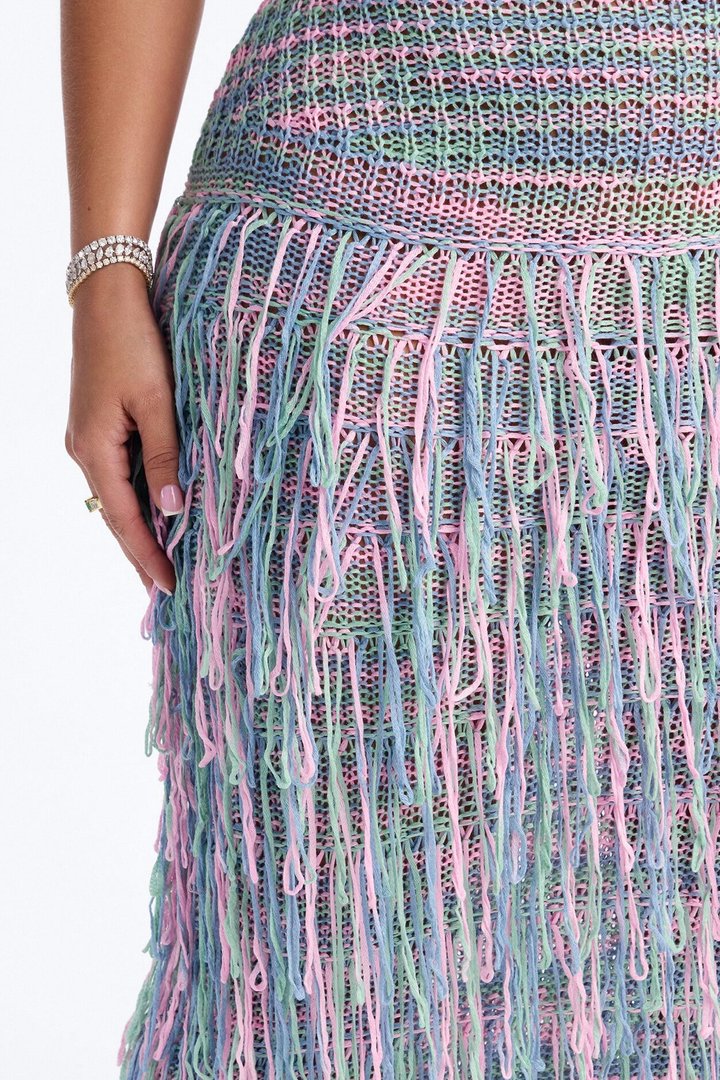 Catalina Marled Crochet Maxi Dress - Sage/combo