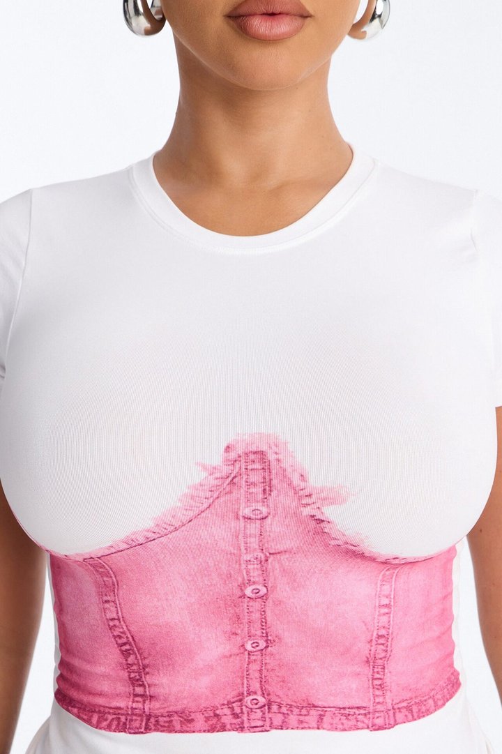 Chic Corset Seamless Baby Tee - White