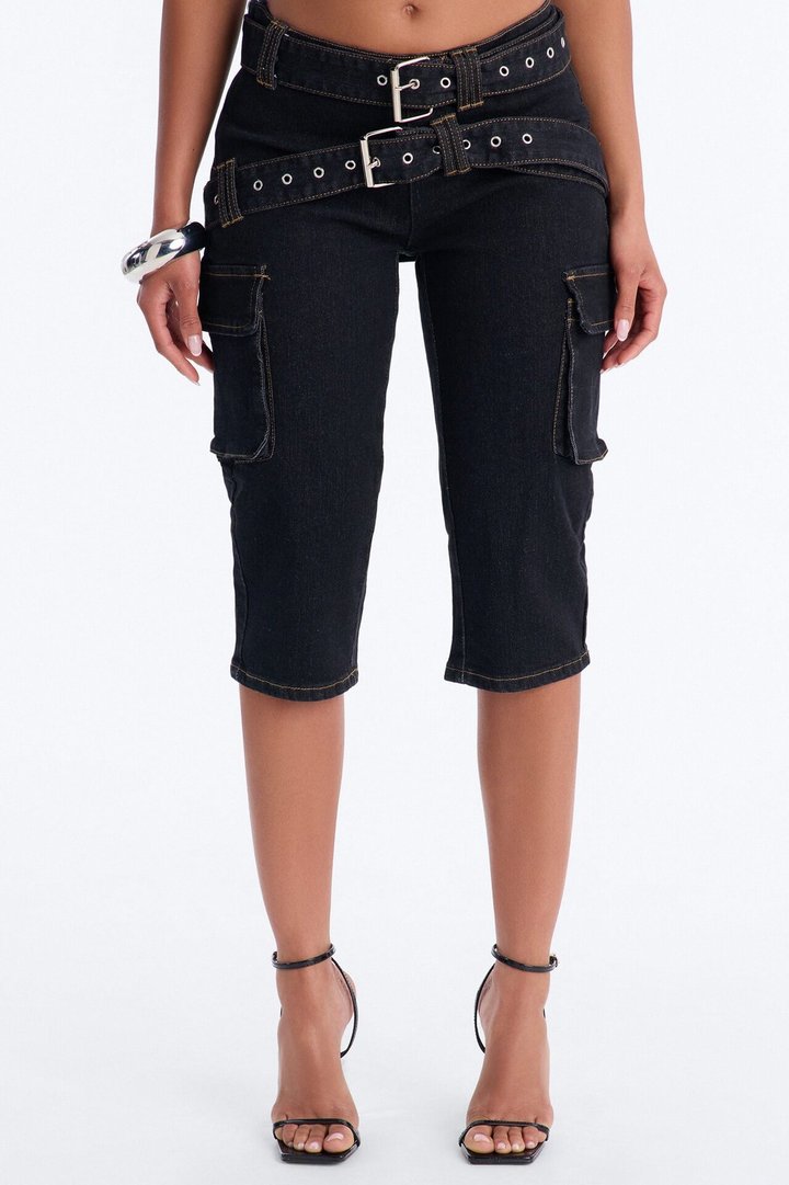 Top Secret Low Rise Skinny Capri Jeans - Black Wash