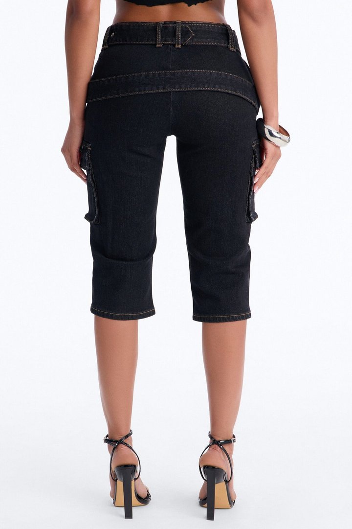 Top Secret Low Rise Skinny Capri Jeans - Black Wash