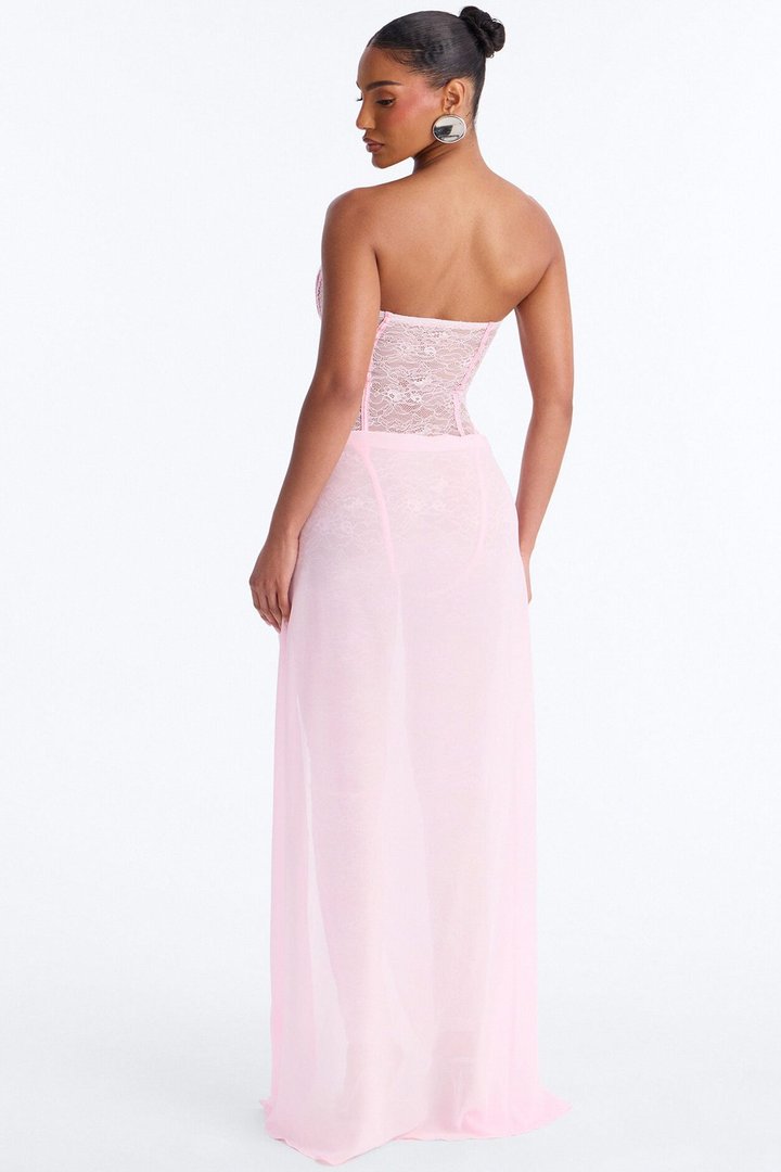 Illiana Lace Draped Catsuit - Light Pink