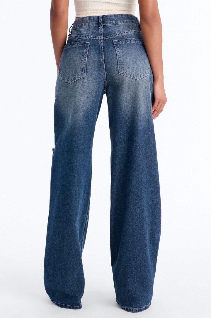 Next Time Ripped Straight Leg Jeans - Dark Wash