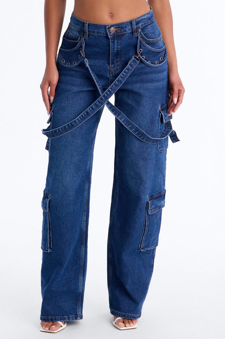 Southpole Loose Cargo Jeans - Dark Wash