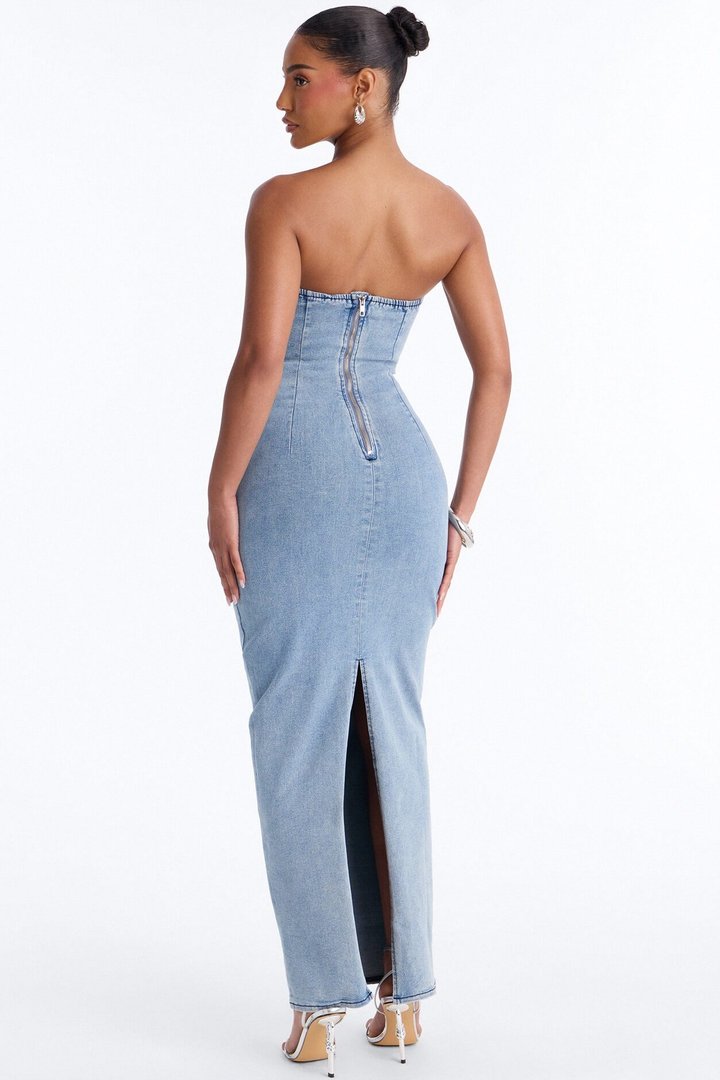 Y2K Muse Denim Maxi Dress - Denim