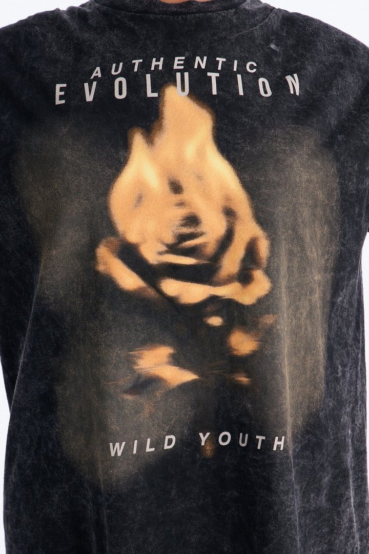 Wild Roots Washed Tee - Black Wash