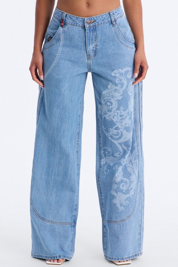 Southpole Printed Cargo Jeans - Light Wash